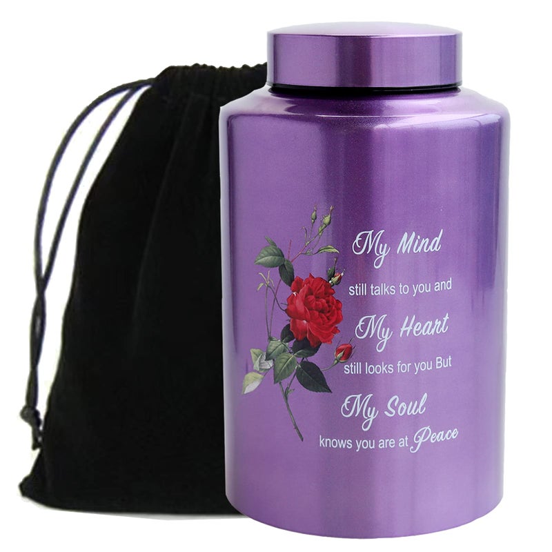 DAIFFUNE Up To 200 Lbs Large Urns For Adult Human Cremation Urn Ashes Decorative Urn For Human Ashes With Rose Urn With Velvet Bag - Image 1