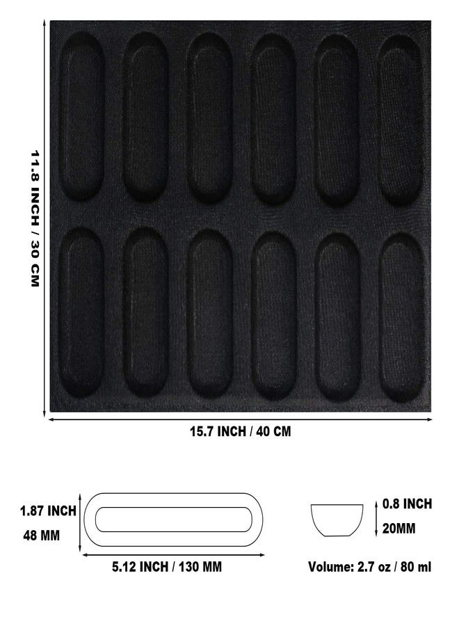 FETESUR Silicone Perforated Bread Mold for Baking, 12 Individual Oblong Baking Forms, Hot Dog Bun Mold, Silicone Molds for Making Crispy Bread Rolls, Eclairs and Milk Breads - Image 2
