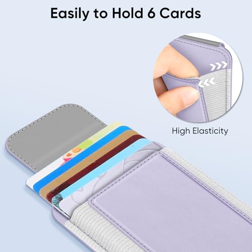 FINPAC MagSafe Wallet, Magnetic Card Wallet Holder for iPhone 17/16/15/14/13/12 Series, Safe RFID Blocking Slim Leather 6 Card Holder for Women Men, Light Purple - Image 2