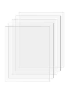 Acrylic Sheet Clear Cast Plexiglass 8” x 10” 0.08” Thick (2mm) Pack of 5 Transparent Plastic Plexi Glass Board with Protective Paper for Photo Frame Replacement, DIY Display Projects, Craft