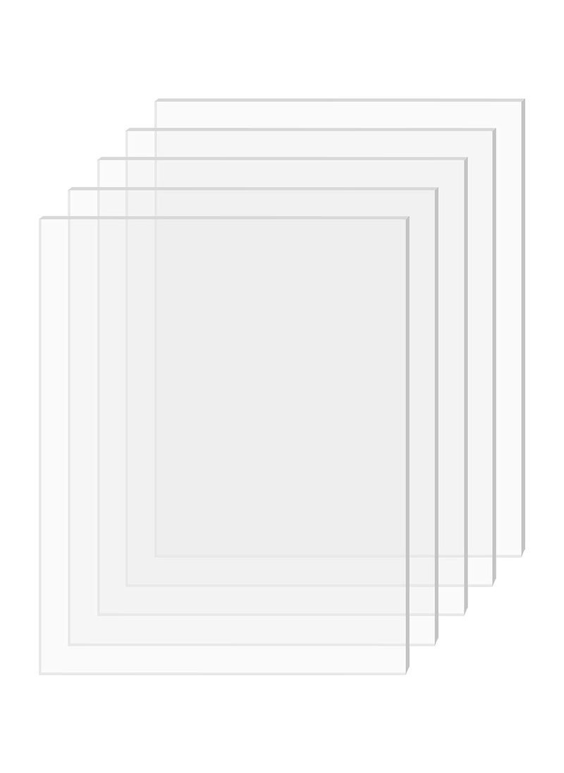 Generic - Acrylic Sheet Clear Cast Plexiglass 8” x 10” 0.08” Thick (2mm) Pack of 5 Transparent Plastic Plexi Glass Board with Protective Paper for Photo Frame Replacement, DIY Display Projects, Craft - Image 1