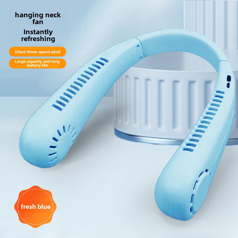 Loquat Portable Neck Fan USB Rechargeable Mini Personal Cooler Blue