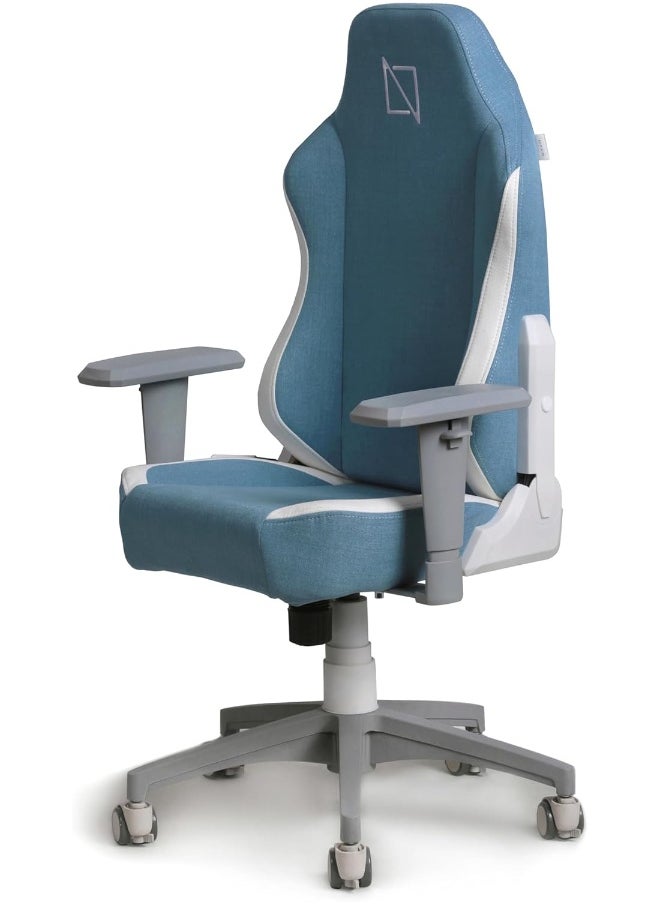 NAVODESK Navodesk APEX JUNIOR, Kids Desk Chair with Height Adjustable Armrests, Magnetic Headrest and Lumbar Pillow (SoftFabric, Blue)  - Image 4