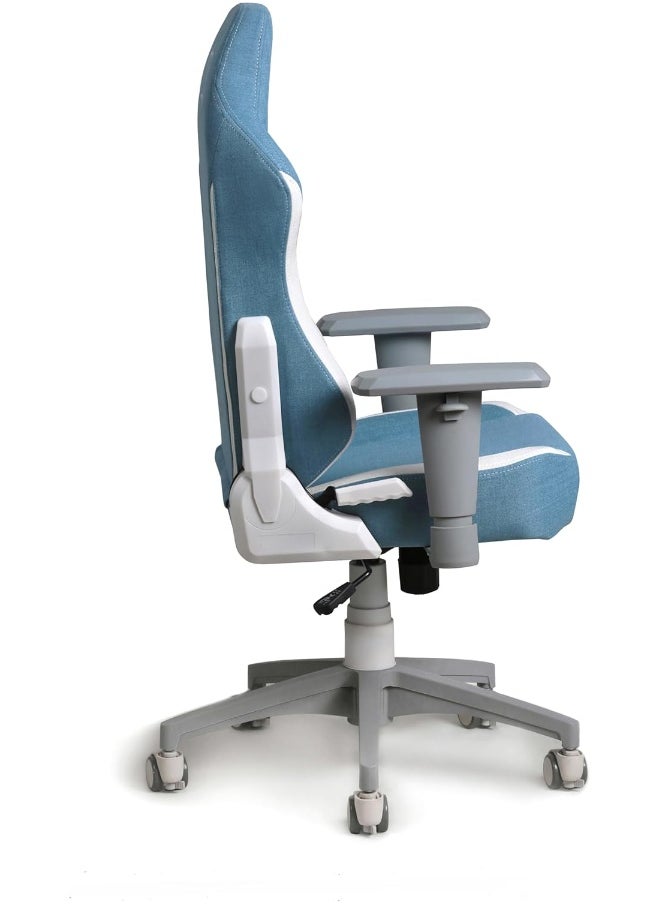 NAVODESK - Navodesk APEX JUNIOR, Kids Desk Chair with Height Adjustable Armrests, Magnetic Headrest and Lumbar Pillow (SoftFabric, Blue) - Image 1