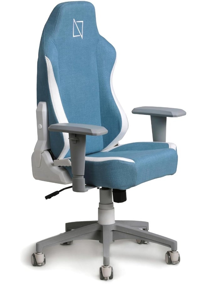 NAVODESK - Navodesk APEX JUNIOR, Kids Desk Chair with Height Adjustable Armrests, Magnetic Headrest and Lumbar Pillow (SoftFabric, Blue) - Image 1