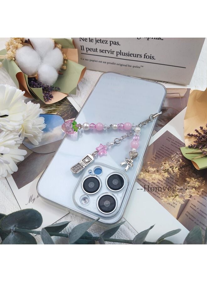 Cute Phone Charms Aesthetic Cell Phone Charms Strap Pink Strawberry Butterfly Star PhoneCharm Accessories for Bag Keychain Camera Pendants Decor, 1, Resin, No Gemstone - Image 3