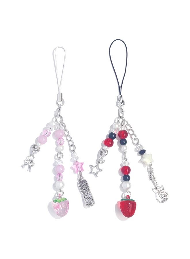 Cute Phone Charms Aesthetic Cell Phone Charms Strap Pink Strawberry Butterfly Star PhoneCharm Accessories for Bag Keychain Camera Pendants Decor, 1, Resin, No Gemstone - Image 1