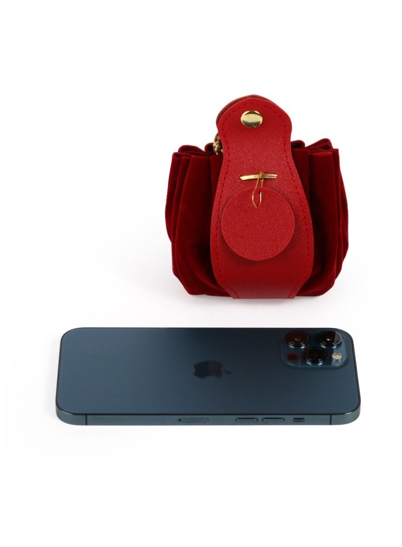 Generic A set of (12) luxury velvet bags for distributions in red color|12.3*16.5*16 cm - Image 2