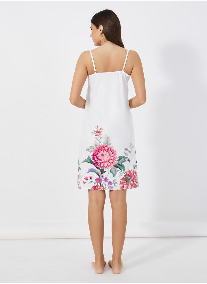 Styli Floral Print Lace Insert Strappy Slip Dress  - Image 5