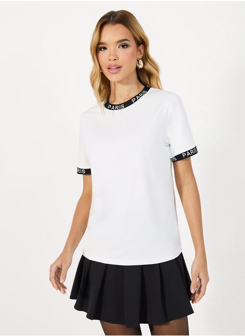 Slogan Print Round Neck Regular Fit T-shirt