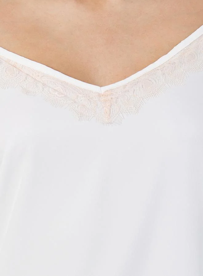 Styli Floral Print Lace Insert Strappy Slip Dress