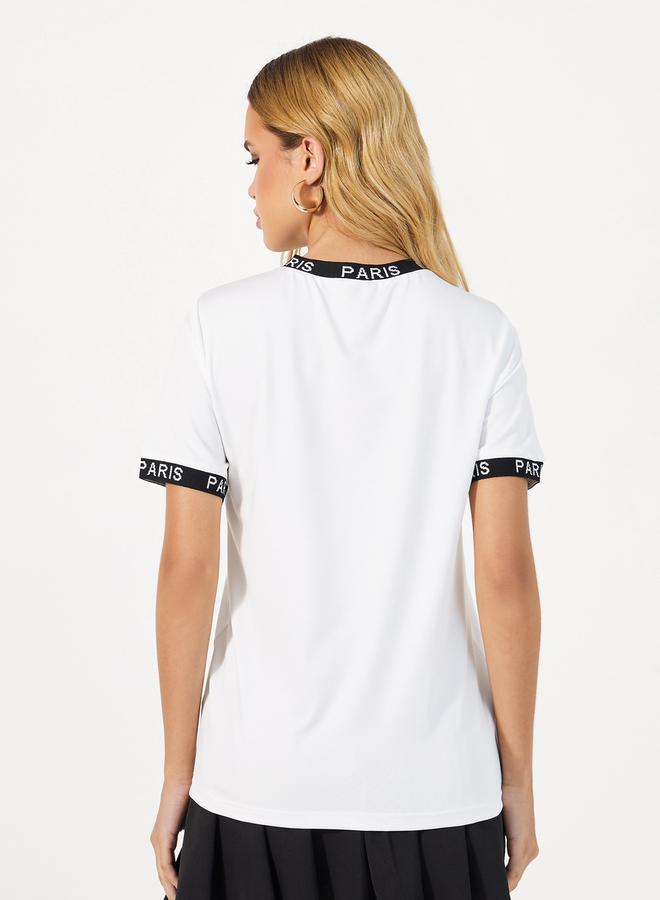 Styli Slogan Print Round Neck Regular Fit T-shirt - Image 4