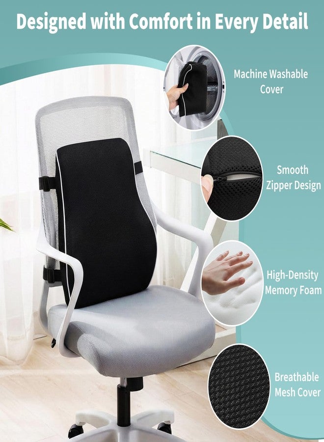 Piszvbej Lumbar Support Pillow for Office Chair, Back Support Pillow for Chair, Ergonomic Memory Foam Back Support Cushion, with Breathable and Washable Ventilated Mesh Cover, Ideal for Office Chairs - Image 3