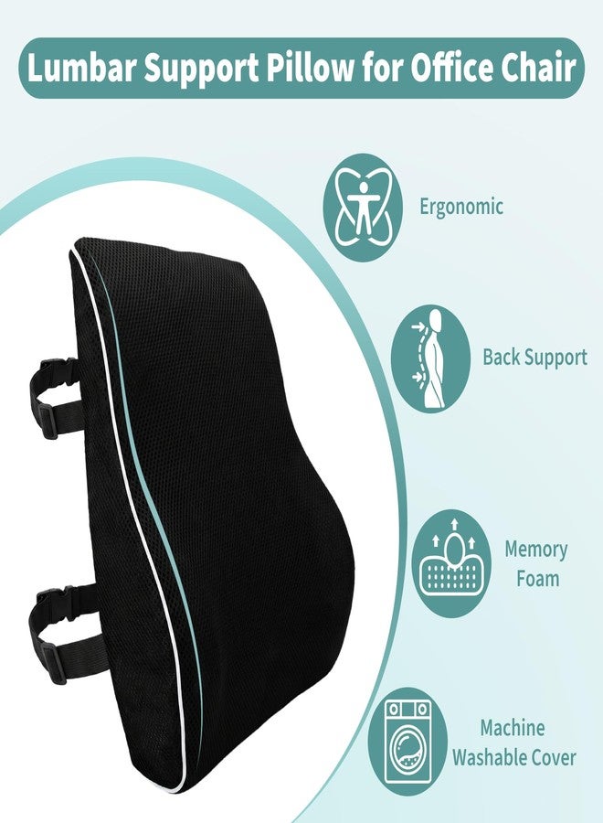 Piszvbej Lumbar Support Pillow for Office Chair, Back Support Pillow for Chair, Ergonomic Memory Foam Back Support Cushion, with Breathable and Washable Ventilated Mesh Cover, Ideal for Office Chairs - Image 2