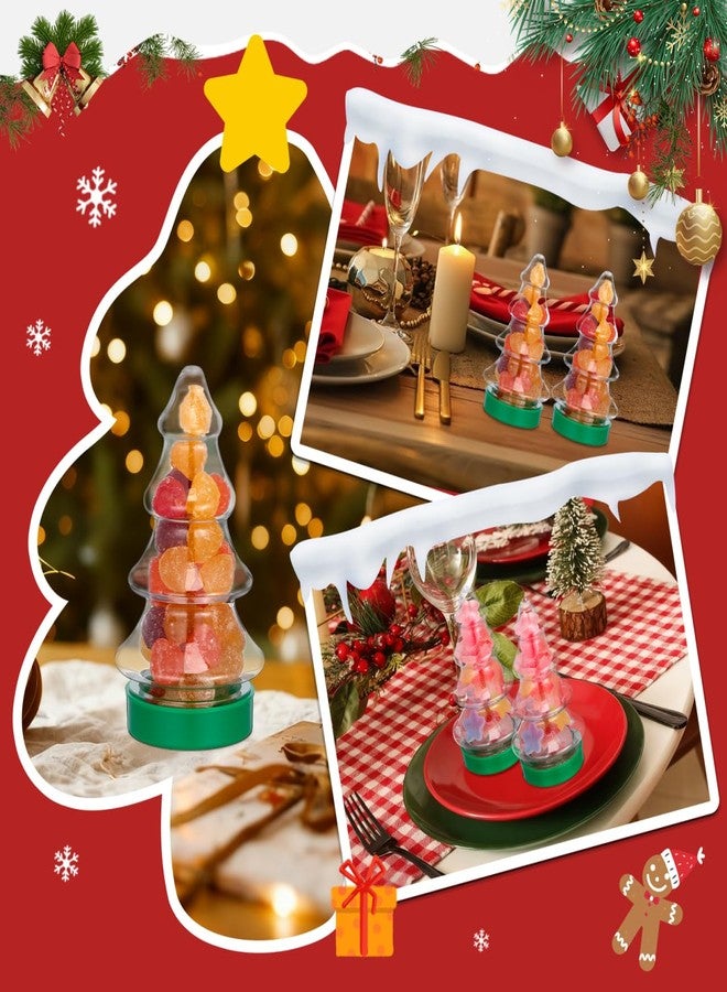 TOYANDONA 6pcs Christmas Candy Jars, Small Christmas Clear Candy Containers Plastic Christmas Tree Candy Jars with Lids for Chocolate Treats Goodies - Image 4
