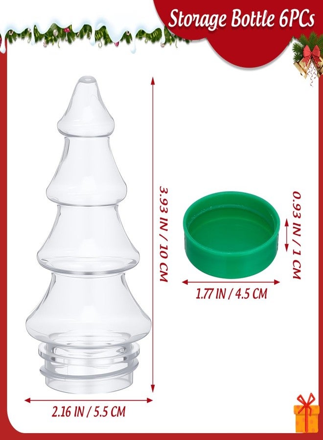 TOYANDONA 6pcs Christmas Candy Jars, Small Christmas Clear Candy Containers Plastic Christmas Tree Candy Jars with Lids for Chocolate Treats Goodies - Image 2