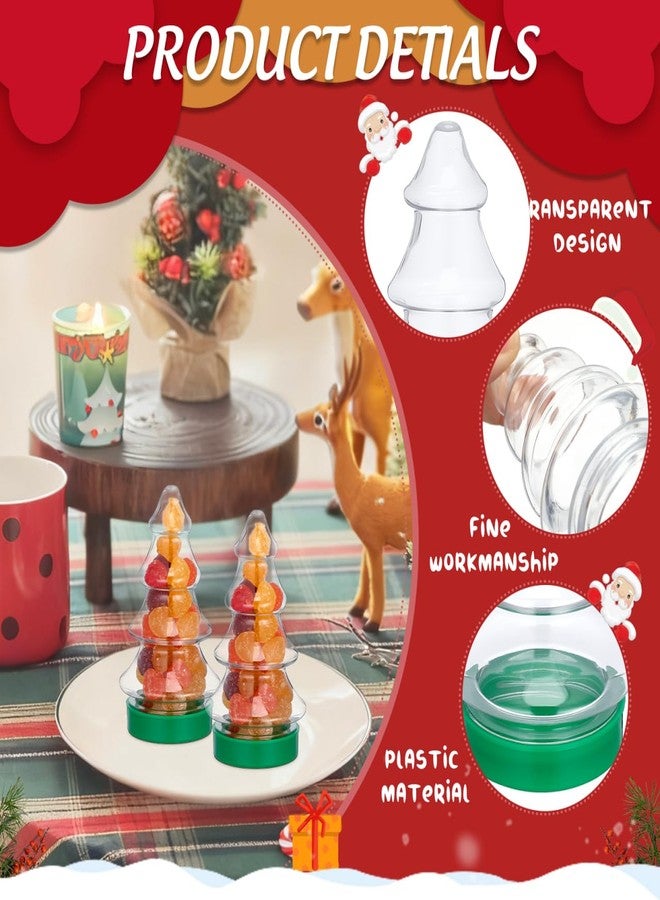TOYANDONA 6pcs Christmas Candy Jars, Small Christmas Clear Candy Containers Plastic Christmas Tree Candy Jars with Lids for Chocolate Treats Goodies - Image 3