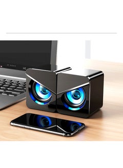 FlashHawk Mini PC Speakers with LED Light, USB Powered Wired Desktop Small Speakers for Phone/Tablet/Computer/Notebook  - Image 1