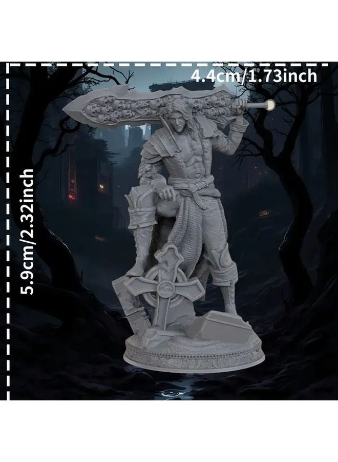 تمثال مصغر لمحارب مصاص دماء بالسيف مصنوع من الراتنج المتين، فن قوطي خيالي، لعبة لوح أدوار، قطعة جمع قابلة للعرض - Image 3