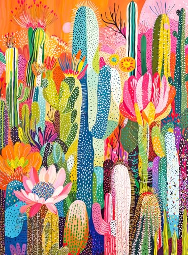 Cross & Glory Cross Glory Cactus Inferno The Desert in Bloom 1000 Piece Jigsaw Puzzle for Adults Vibrant Desert Cactus Puzzle Best New Abstract Puzzle Challenge - Image 1