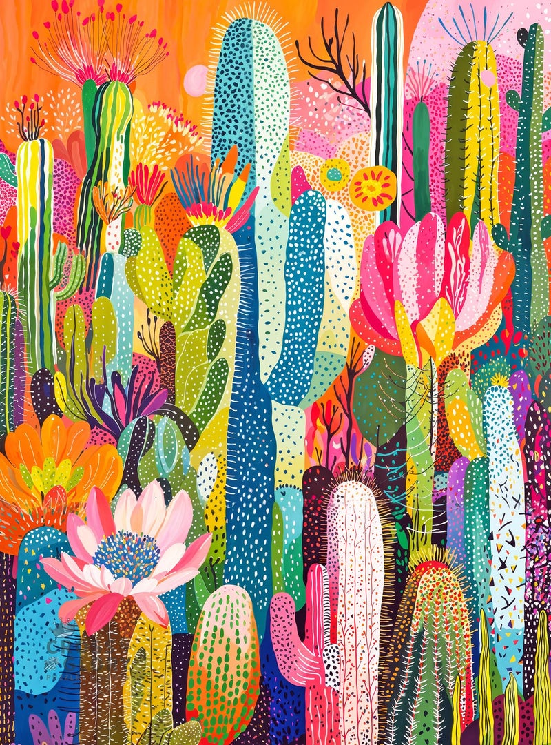 Cross & Glory Cross Glory Cactus Inferno The Desert in Bloom 1000 Piece Jigsaw Puzzle for Adults Vibrant Desert Cactus Puzzle Best New Abstract Puzzle Challenge - Image 3
