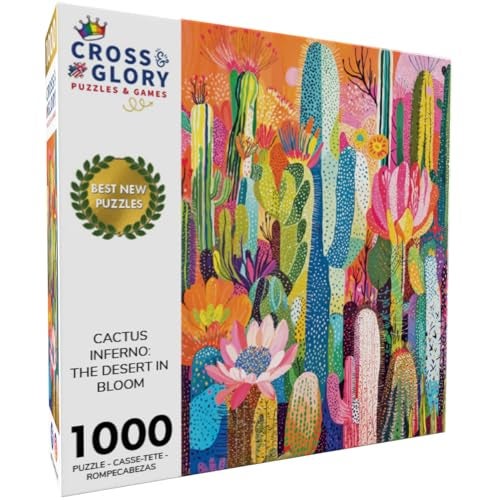 Cross & Glory Cross Glory Cactus Inferno The Desert in Bloom 1000 Piece Jigsaw Puzzle for Adults Vibrant Desert Cactus Puzzle Best New Abstract Puzzle Challenge - Image 5