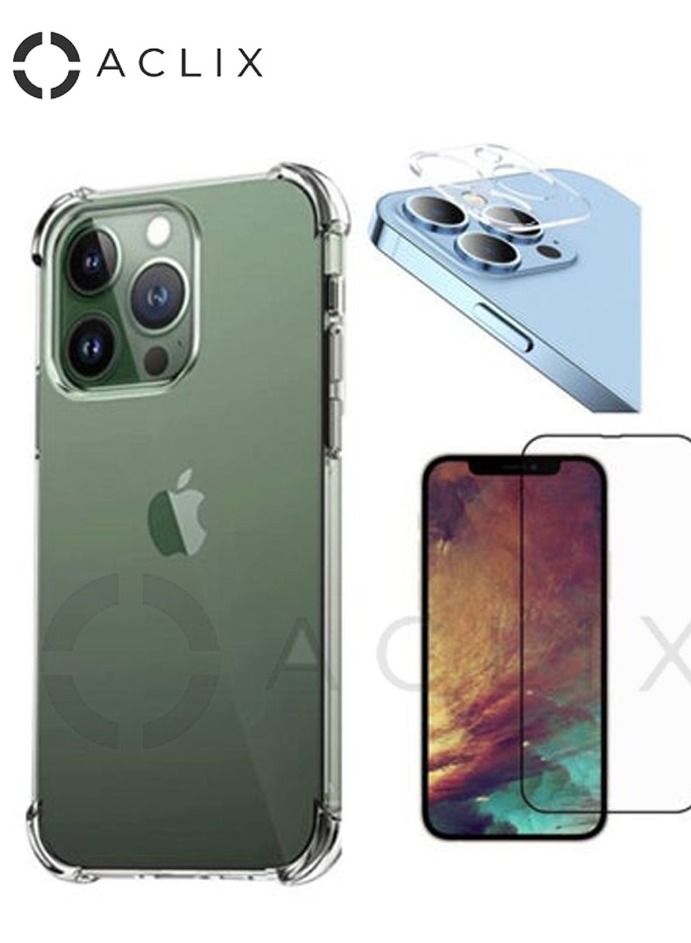 ACLIX Apple iPhone 14 Pro with A 3D Black Border Glass Screen Protector 6.7 inch Shockproof Protective Case, Soft Scratch-Resistant Protection Case with Camera Lens For iPhone 14 Pro  (Pack of 3)