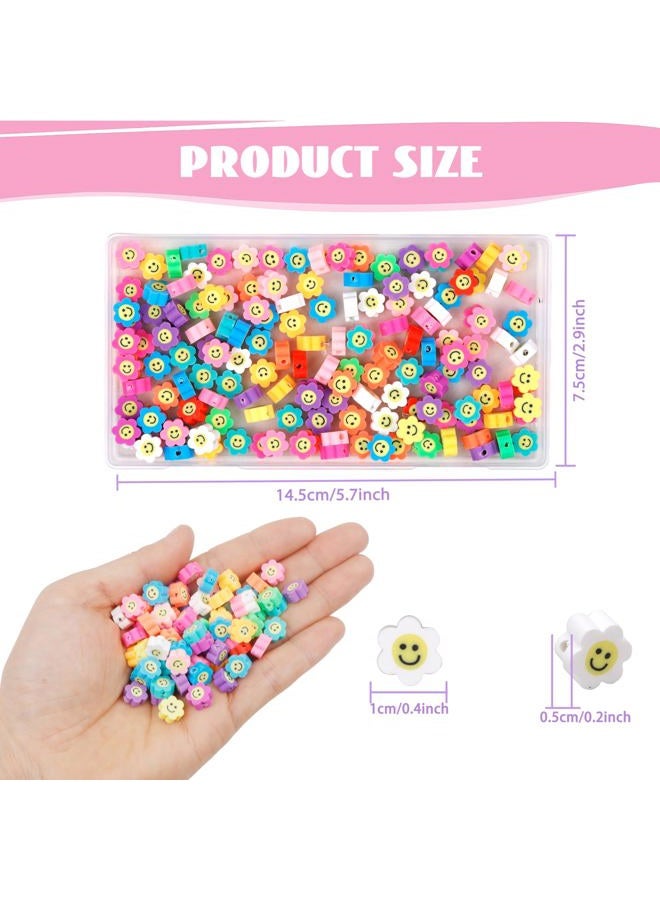 GMMA 100 Pcs Polymer Clay Beads for Bracelets Charms Making Pony Beads Shapes for Friendship Bracelets Spacer Beads Supplies for DIY Bracelet Earring Necklace Jewelry Making (Colorful Flower) - Image 2
