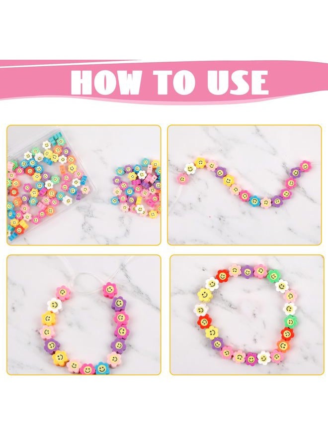 GMMA 100 Pcs Polymer Clay Beads for Bracelets Charms Making Pony Beads Shapes for Friendship Bracelets Spacer Beads Supplies for DIY Bracelet Earring Necklace Jewelry Making (Colorful Flower) - Image 3