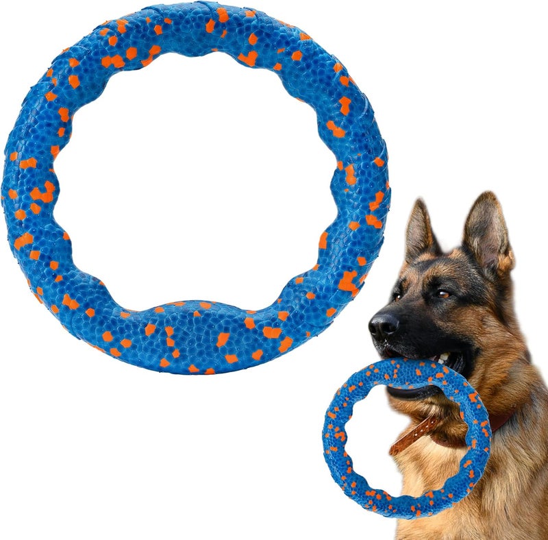 FUSOTO Dog Ring Toy, Indestructible Flying Discs for Throwing Catching, Water Floating Dog Training Ring for Medium Large Breeds (Blue - φ9 inches) - Image 1