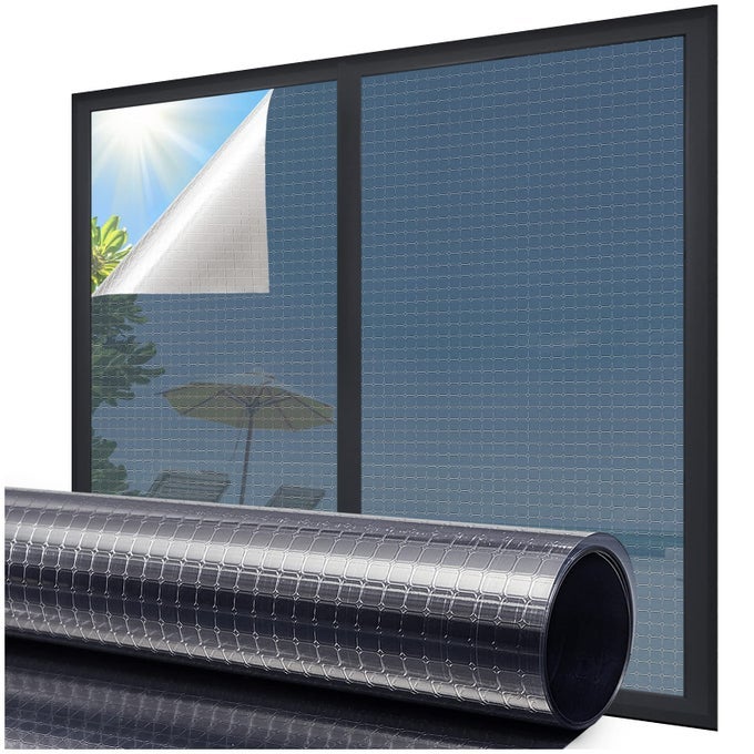 ONE WAY PRIVACY WINDOW FILMREFLECTIVE HOME GLASS MIRROR TINT SEE OUT NOT INHEAT UV BLOCKING STATIC CLING FOR OFFICE FRONT DOOR DAYTIME PRIVACY COVERING BLUESILVER354X787 IN