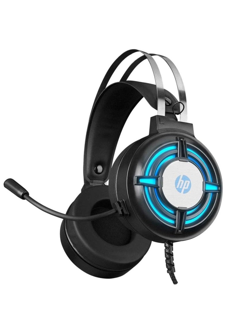 HP H120 Gaming stereo headset 3.5 mm audio jack or USB 2.0 port with microphone , volume control , cool lighting and lightweight design , for PC , Laptops and other devices with 3.5mm audio output  - Image 1