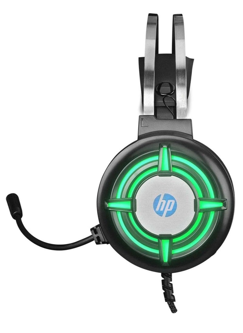 HP H120 Gaming stereo headset 3.5 mm audio jack or USB 2.0 port with microphone , volume control , cool lighting and lightweight design , for PC , Laptops and other devices with 3.5mm audio output  - Image 3