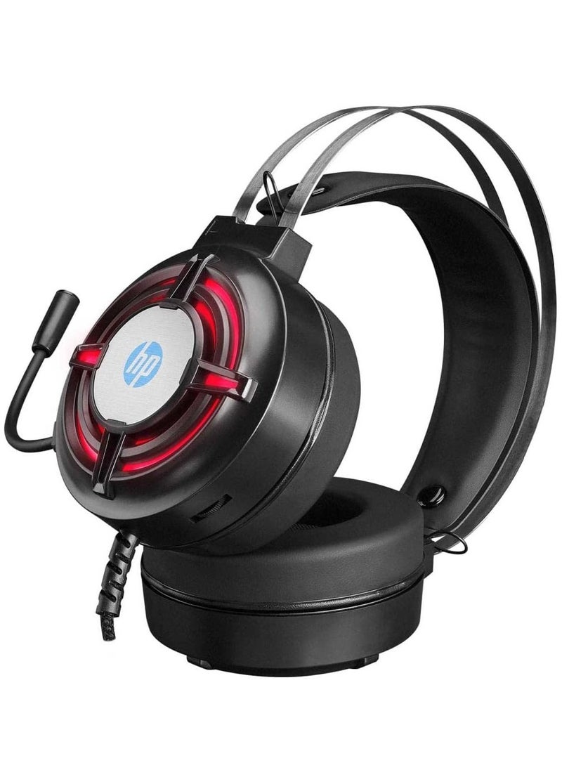 HP H120 Gaming stereo headset 3.5 mm audio jack or USB 2.0 port with microphone , volume control , cool lighting and lightweight design , for PC , Laptops and other devices with 3.5mm audio output  - Image 4