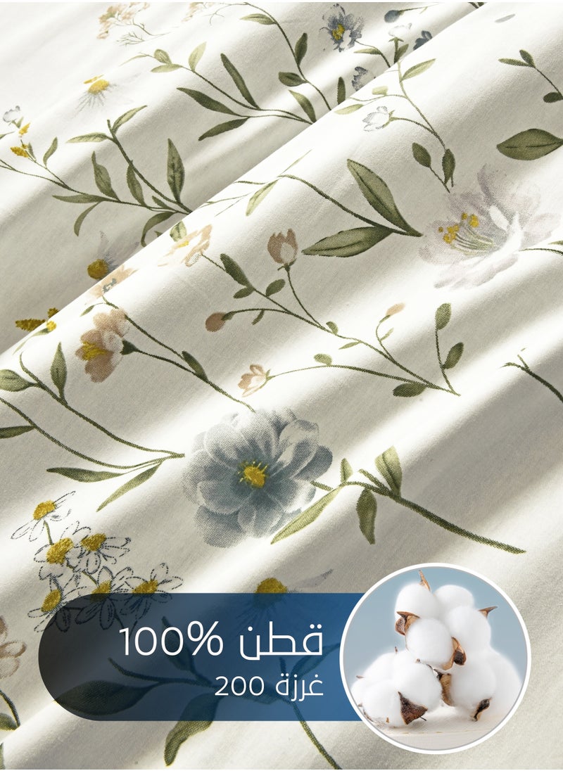 Master Home Textile Cotton Floral Comforter Sets, Fits 200 x 200 cm Double Size Bed, 9 Pcs, 100% Cotton 200 Thread Count, With Removable Filling, Veronica Series  - Image 3