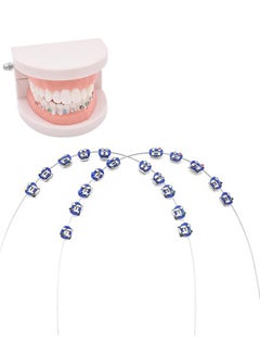 HaLunhi Temporary Tooth Decoration with Metal Wires，Metal Bracket and Orthodontic Ligature Ties，Practice Props for Dental Students（Blue）  - Image 1