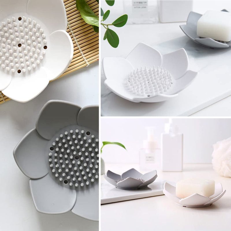 DHYANI DHYANI Soap Holder Soap Dish Flowers Shape Soap Holder Silicone NonSlip Flexible Lotus Flower Shape Soap Tray for Bathroom Shower  - Image 3