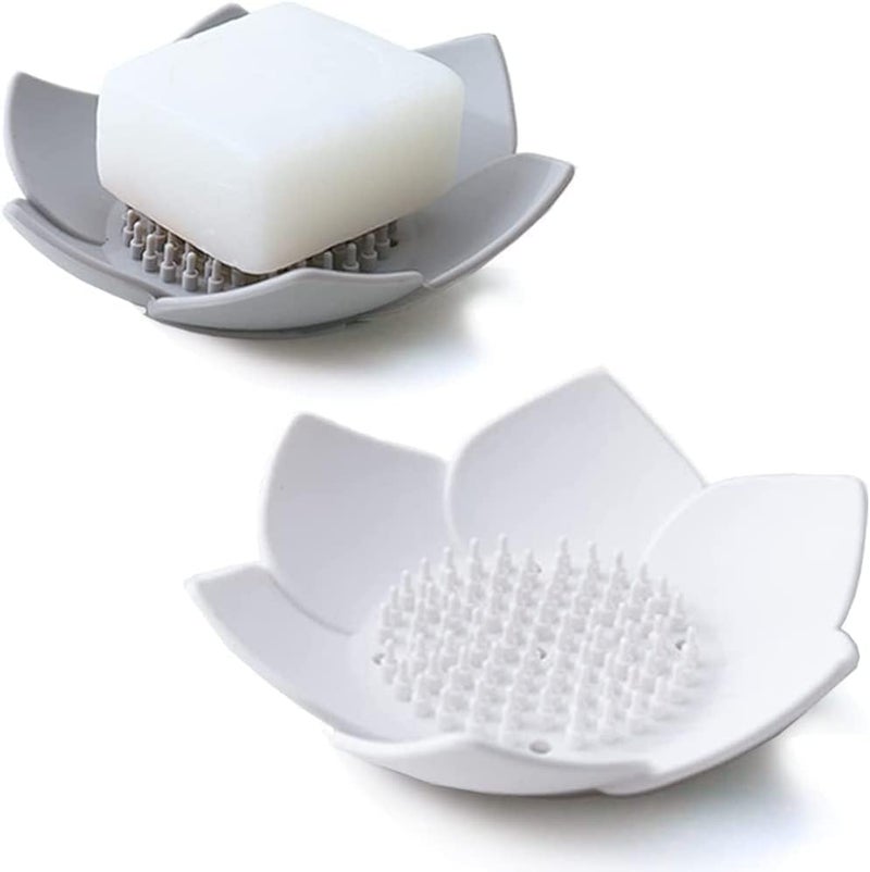 DHYANI DHYANI Soap Holder Soap Dish Flowers Shape Soap Holder Silicone NonSlip Flexible Lotus Flower Shape Soap Tray for Bathroom Shower  - Image 2