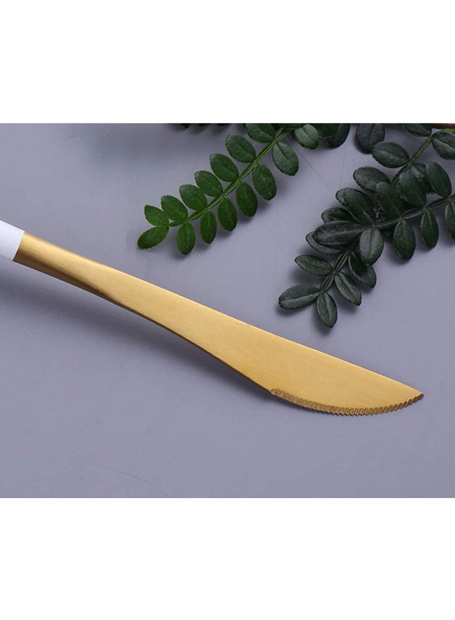 4-Piece Stainless Steel Cutlery Set White / Gold - Image 4