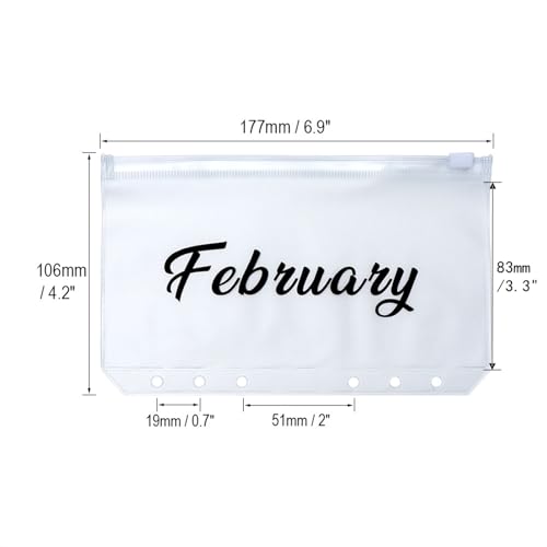 XiowDow Frosted Money Saving Envelopes A6 Binder Pockets 12 Months Labeled Cash Envelopes for Budgeting PVC Money Organizer Monthly Cash Stuffing Zipper Pouch for Challenge Budget Wallet - Image 3