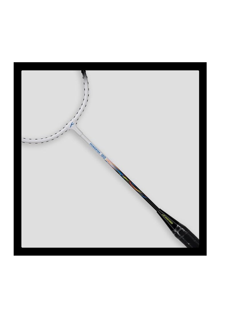 Powertek 100 (Set of 2) Badminton Racquet with Full Cover |Size: Standard | Grip Size: G5 | Strung | Material: Aluminium | Maximum Tension: 16-18lbs | for Intermediate player