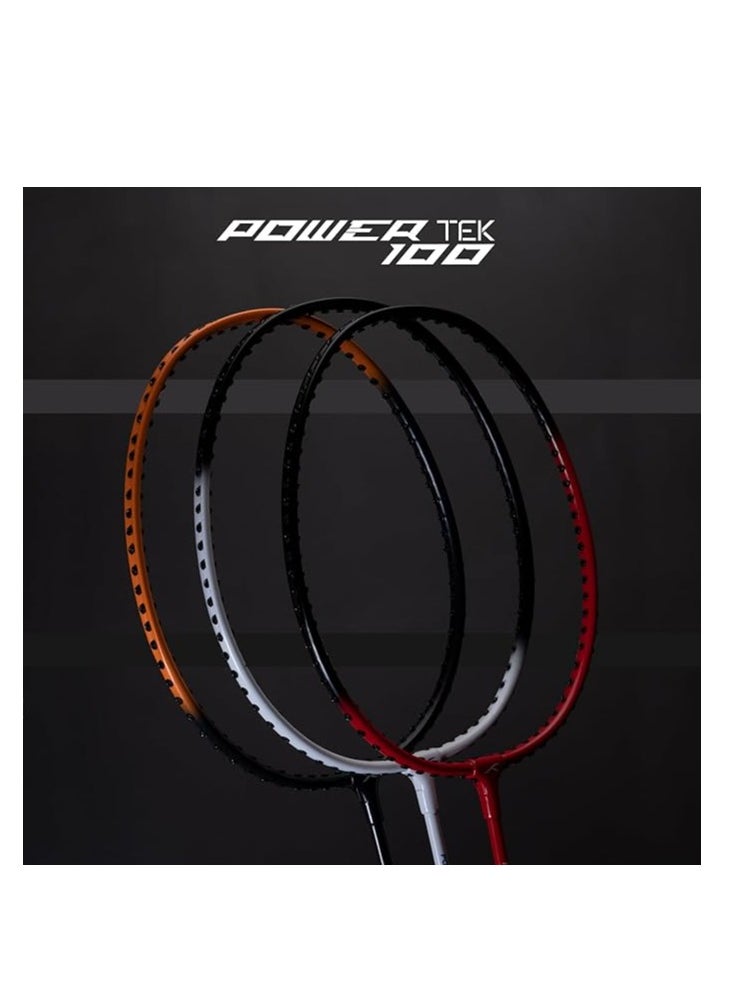 Powertek 100 (Set of 2) Badminton Racquet with Full Cover |Size: Standard | Grip Size: G5 | Strung | Material: Aluminium | Maximum Tension: 16-18lbs | for Intermediate player