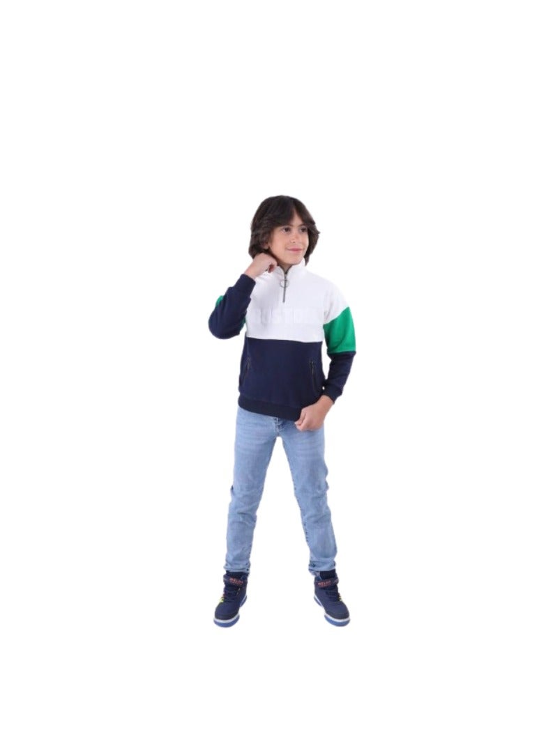 Boys' set of navy blue and white T-shirt and jeans  - Image 1