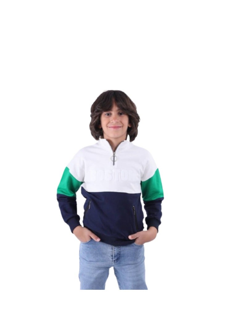 Boys' set of navy blue and white T-shirt and jeans  - Image 2
