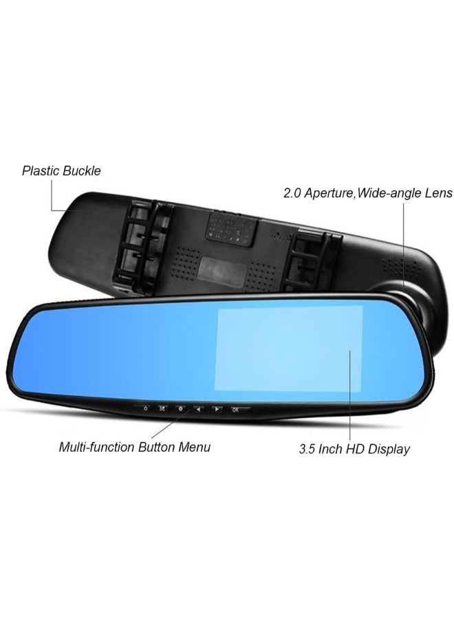 NORMELLE Car DVR Dash Camera Rearview Mirror – 170° Wide Angle Front & Rear Dual Lens Dash Cam | HD Driving Video Recorder with Night Vision, Parking Monitor & Motion Detection | Mirror Dash Cam for Cars - Image 2