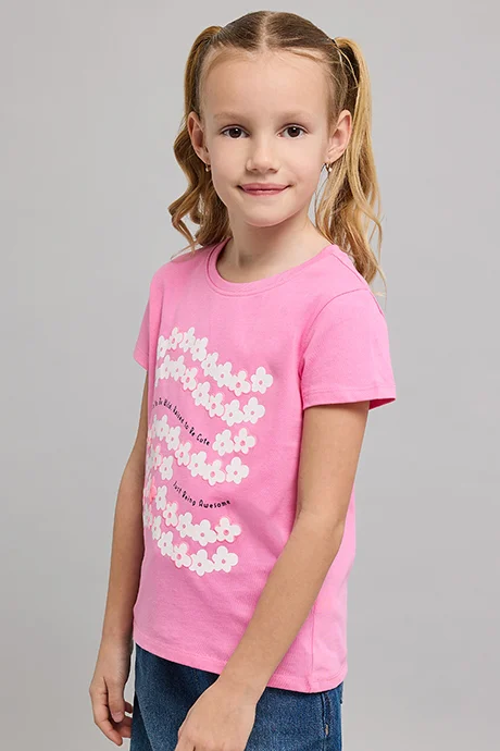 أر أند بي Printed T-Shirt with Crew Neck and Short Sleeves