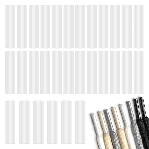 Ayzylpth 30-Pack Shoe Lace Ends Tips, 1" X 0.25" Shrink Laces, Clear Shrink Shoelaces Tips Repair Tool Set, Fit for Sneakers, Running Shoes, Boots & Outdoor Gear - Image 1