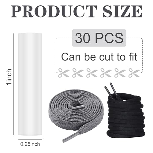 Ayzylpth 30-Pack Shoe Lace Ends Tips, 1" X 0.25" Shrink Laces, Clear Shrink Shoelaces Tips Repair Tool Set, Fit for Sneakers, Running Shoes, Boots & Outdoor Gear - Image 2