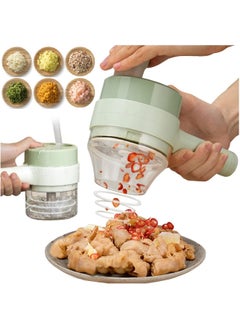 4 In 1 Handheld Electric Vegetable Cutter Set, Electric Vegetable Chopper, Usb Rechargeable Food Choppers and Dicers, Mini Wireless Electric Food Chopper for Kitchen Vegetable Cooking