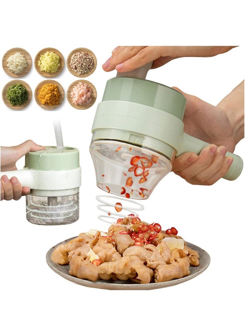 Generic - 4 In 1 Handheld Electric Vegetable Cutter Set, Electric Vegetable Chopper, Usb Rechargeable Food Choppers and Dicers, Mini Wireless Electric Food Chopper for Kitchen Vegetable Cooking - Image 1